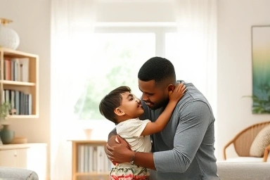 Single parent with child, happy family, financial security, home environment